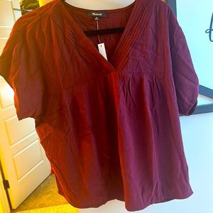 Madewell blouse, burgundy, color, size extra small